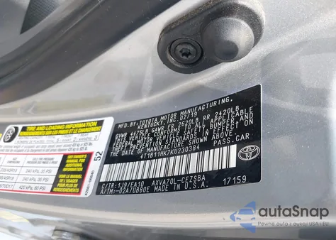 2019 Toyota Camry Se z USA, uszkodzony, nr VIN 4T1B11HK7KU230384